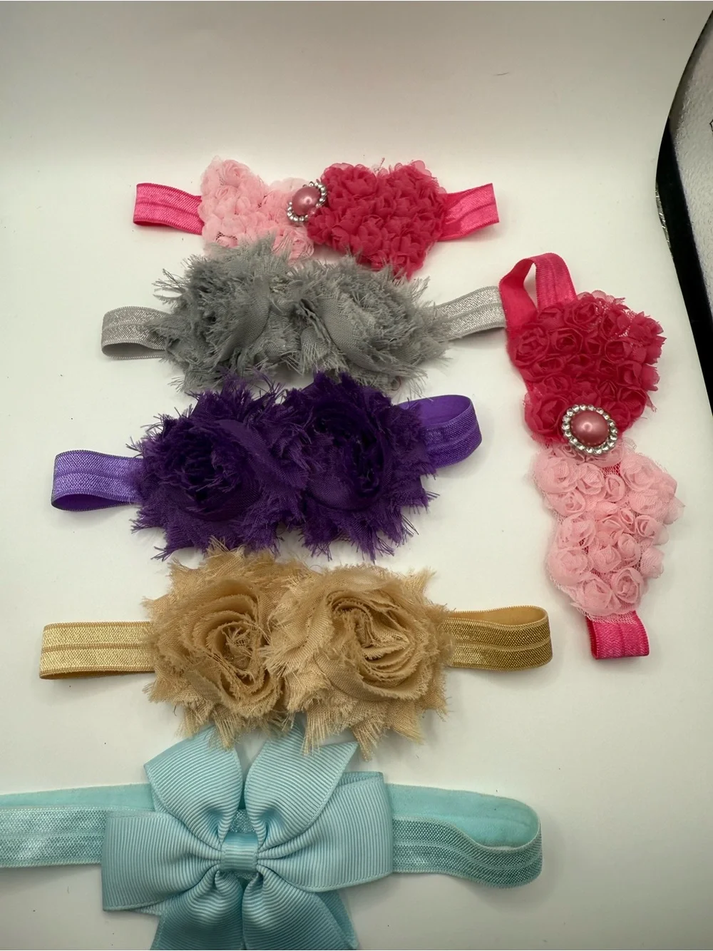 Multi-Pack Floral Kids Headbands — Pink, Light Pink, Gray, Purple, Gold, Blue